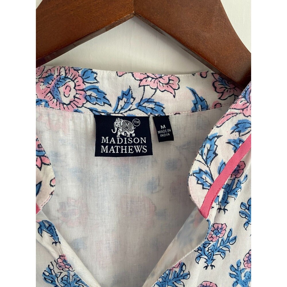 Madison Mathews Floral Block Print‎ Maxi Dress V Neck Long Sleeve Women's sz M - Picture 2 of 4